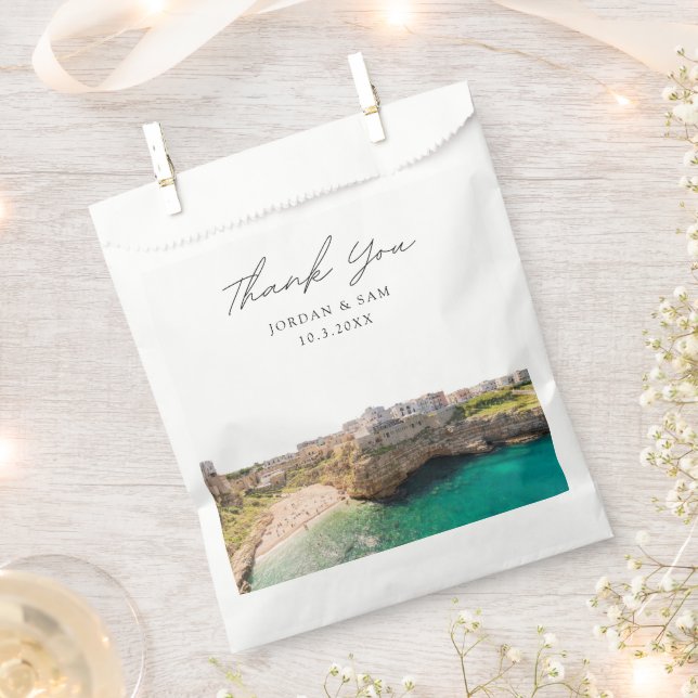 Puglia Italy Wedding Photo Personalized Favor Bag (Clipped)