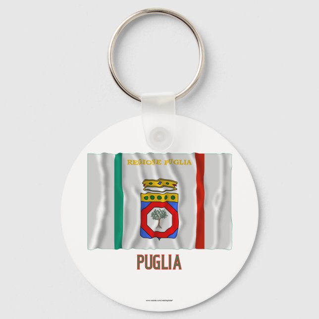 Puglia waving flag with name keychain (Front)