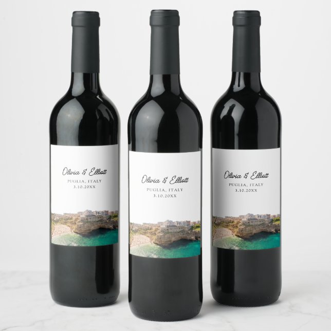 Puglia Wedding Favor Personalized Wine Label (Bottles)