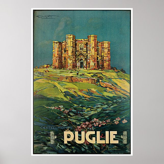"Puglie ( Puglia ) Vintage Italian Travel Poster (Front)