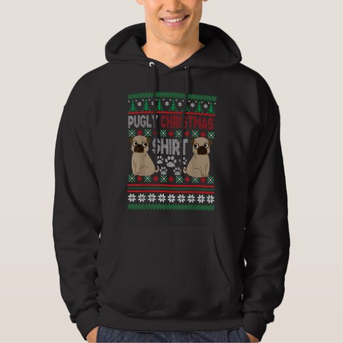 Pugly Pug Dog Ugly Christmas Xmas Pug Lovers Gift Hoodie
