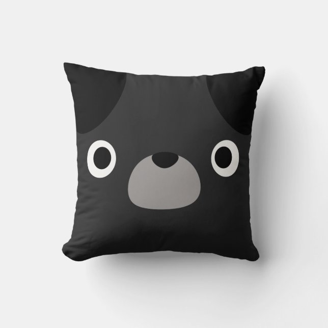 Pugly Pug Throw Pillow (Front)