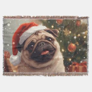  Pugmas Cheer: Cozy Snuggles with Santa’s Cutest  Throw Blanket