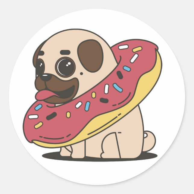 Pugnut in a doughnut donut sticker (Front)