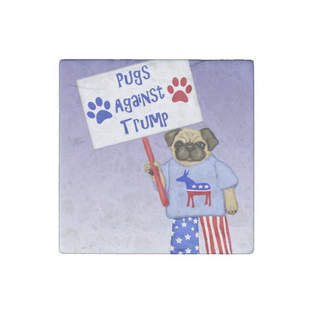 Pugs against Trump Stone Magnet (Front)