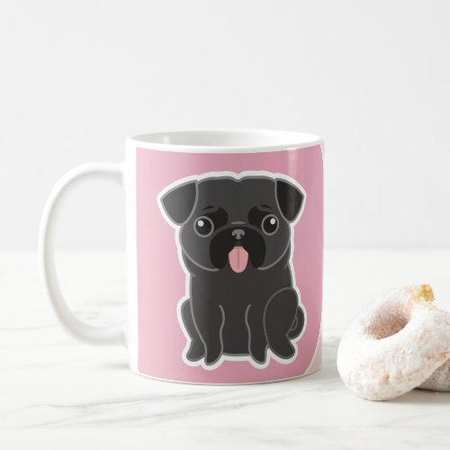 Pugs and Coffee mug black pug text can be changed Coffee Mug