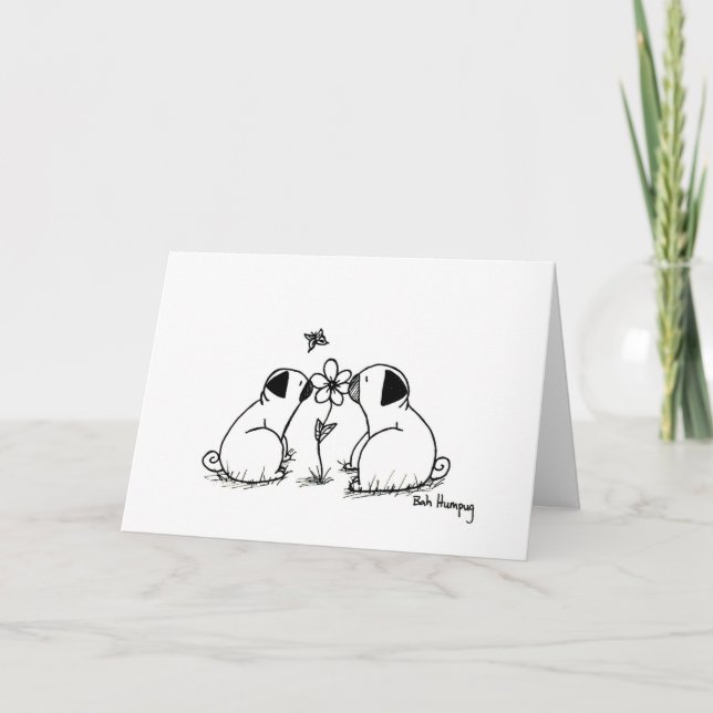 Pugs and Flower Card (Front)