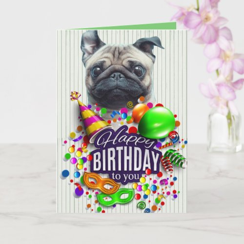 Pugs and Kisses Birthday Card