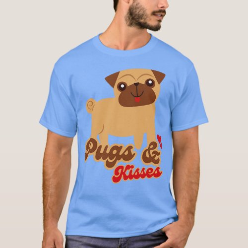 Pugs And Kisses Cute Pug Dog Valentine T_Shirt