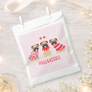 Pugs And Kisses Cute Pug Dogs Favor Bag
