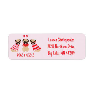 Pugs And Kisses Cute Pug Dogs Label
