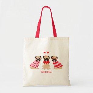 Pugs And Kisses Cute Pug Dogs Tote Bag