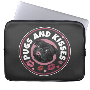 Pugs And Kisses   Cute Pun   Pug Lovers Laptop Sleeve