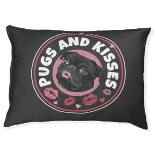 Pugs And Kisses Cute Pun Pug Lovers Pet Bed