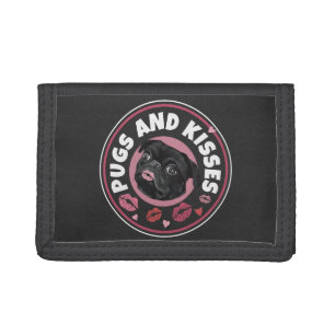 Pugs And Kisses Cute Pun Pug Lovers Tri-fold Wallet