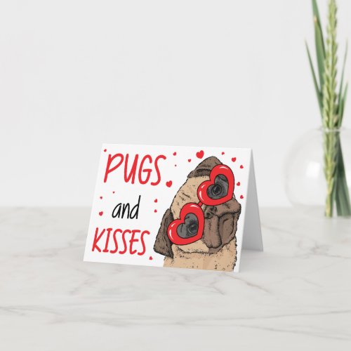 Pugs and Kisses Dog Valentines Day Card