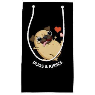 Pugs And Kisses Funny Dog Pun Dark BG Small Gift Bag