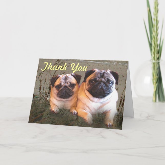 Pugs and Kisses Thank You Card (Front)