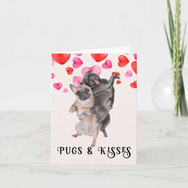 Pugs And Kisses Valentine's Day Card (Front)