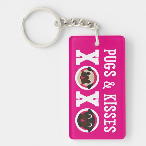 Pugs and Kisses XOXO Fawn Black Pugs Keychain