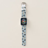 Pugs and Paws Pattern Blue Apple Watch Band