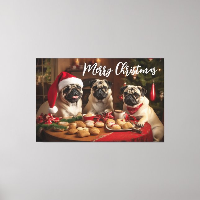 Pugs at Christmas  Canvas Print (Front)