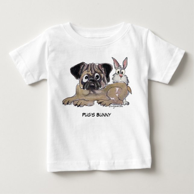 Pug's Bunny Cute Cartoon Dog Baby T-Shirt (Front)