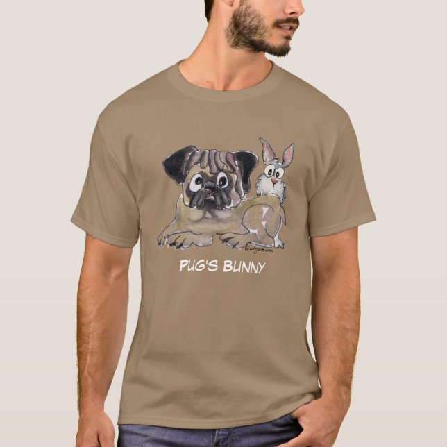 Pug's Bunny Cute Cartoon Dog T-Shirt (Front)