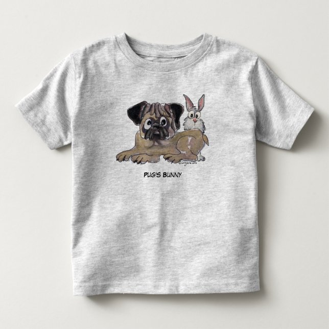 Pug's Bunny Cute Cartoon Dog Toddler T-shirt (Front)