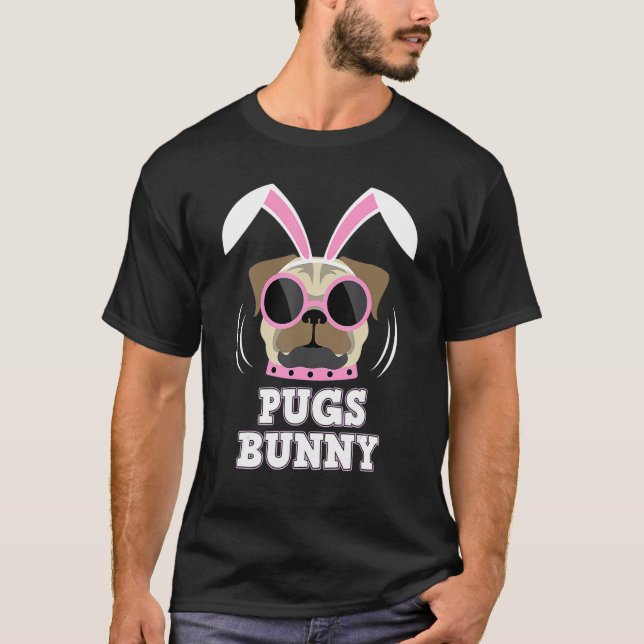 Pugs Bunny Happy Easter Puggy Rabbit Pug Pet Dog L T-Shirt (Front)