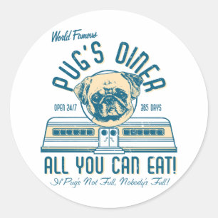 Pug's Diner 50s Vintage Retro Stickers