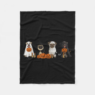 Pugs Dog Lovers - Pug Ghost Pug Witch Pug Hallowee Fleece Blanket