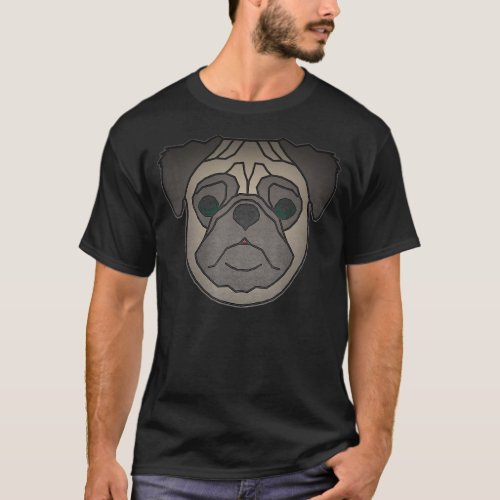 Pugs Dog print head Puggle animal portrait with pu T_Shirt