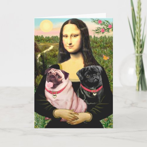 Pugs Fawn  Blk _ Mona Lisa Card