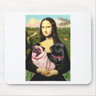 Pugs (Fawn + Blk) - Mona Lisa Mouse Pad