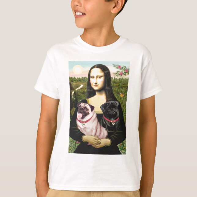 Pugs (Fawn + Blk) - Mona Lisa T-Shirt (Front)