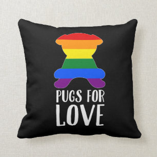 Pugs For Love Celebrates Gay Pride Black Throw Pillow