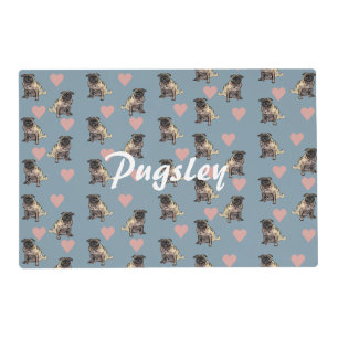 Pugs & hearts placemat
