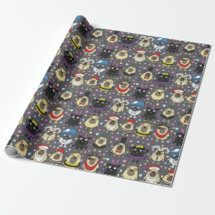 Pugs In Costumes Wrapping Paper