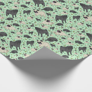 Pugs in Green Wrapping Paper