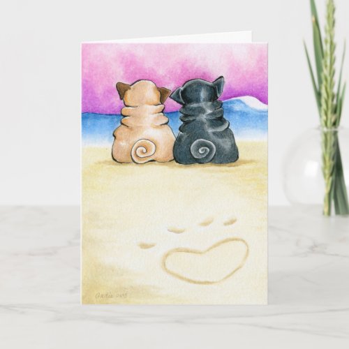 Pugs In Love Holiday Card
