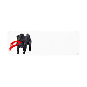 Pugs in Red Scarf Label