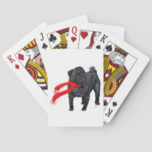 Pugs in Red Scarf Poker Cards