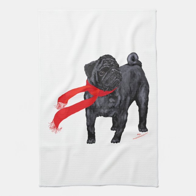 Pugs in Red Scarf Towel (Vertical)