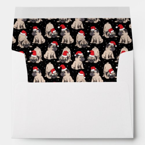 Pugs in Santa Hats Christmas Pattern Envelope