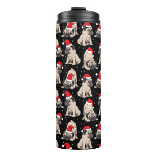 Pugs in Santa Hats Christmas Pattern Thermal Tumbler