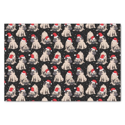 Pugs in Santa Hats Christmas Pattern Tissue Paper