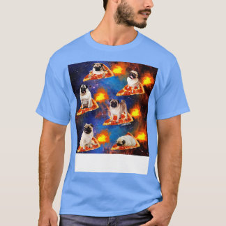 Pugs in Space Riding Pizza T-Shirt