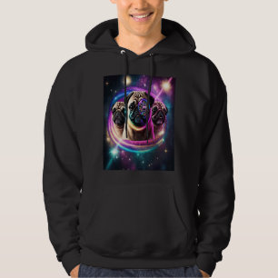 Pugs In Space With Donuts Cute Pug Boys Girls Men Hoodie