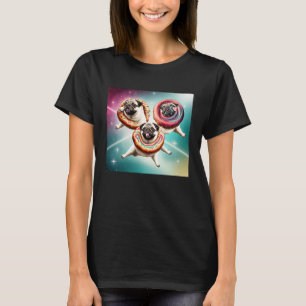 Pugs In Space With Donuts Cute Pug Boys Girls Men T-Shirt